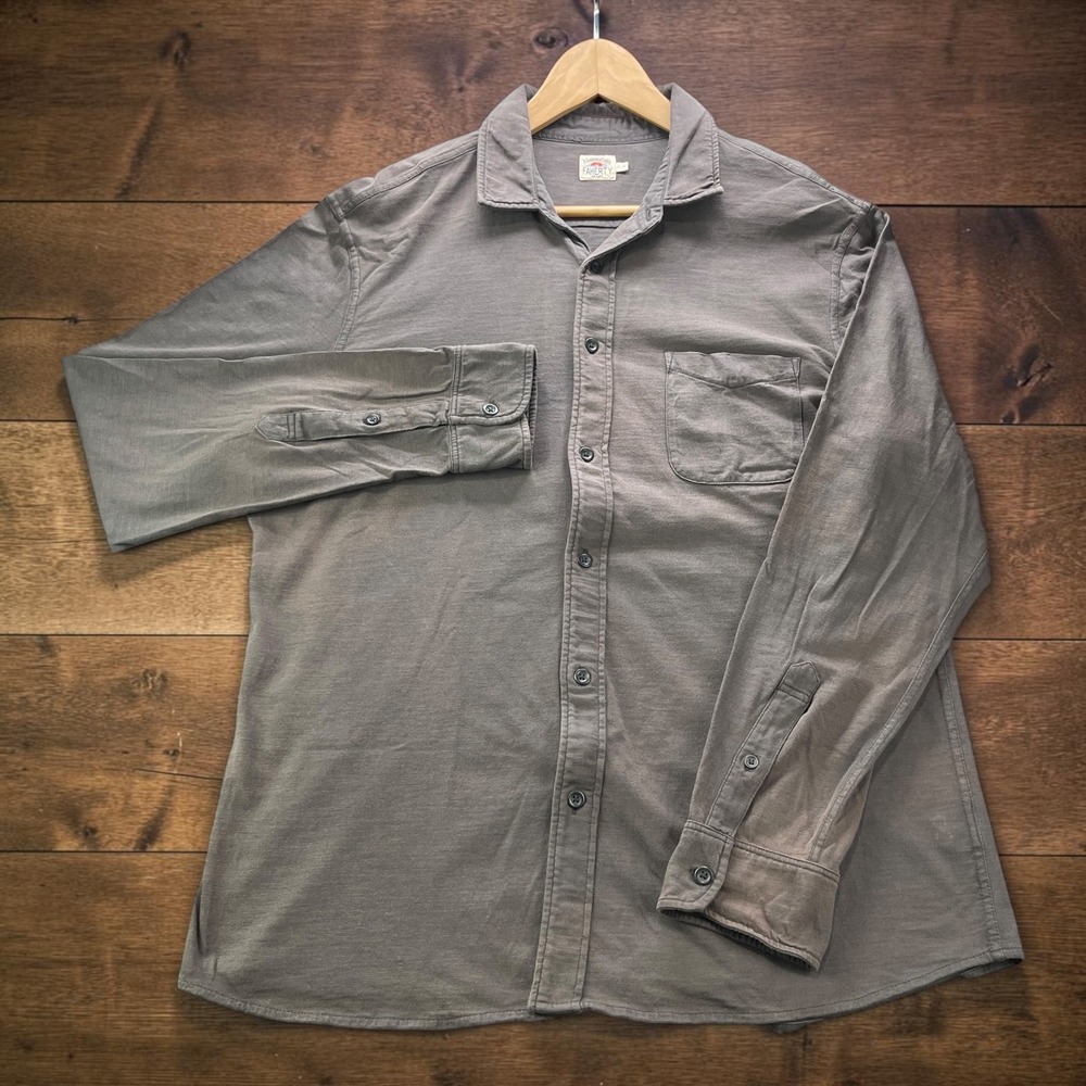 Faherty Brand Mens XL Gray Organic Cotton Movement Knit Long Sleeve Shirt